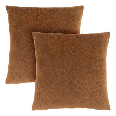 TopComfy Support Pillow Decorative Throw Pillow Set with Floral Velvet Finish for Sofa or Bed Use, Brown, 17"*17"*3"