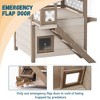 Outdoor Cat House with PVC Roof, Outside Cat Shelter for Feral Cats, 2 Story Wooden Cat Condos for 2-3 Cats or Small Animals - 3 of 4