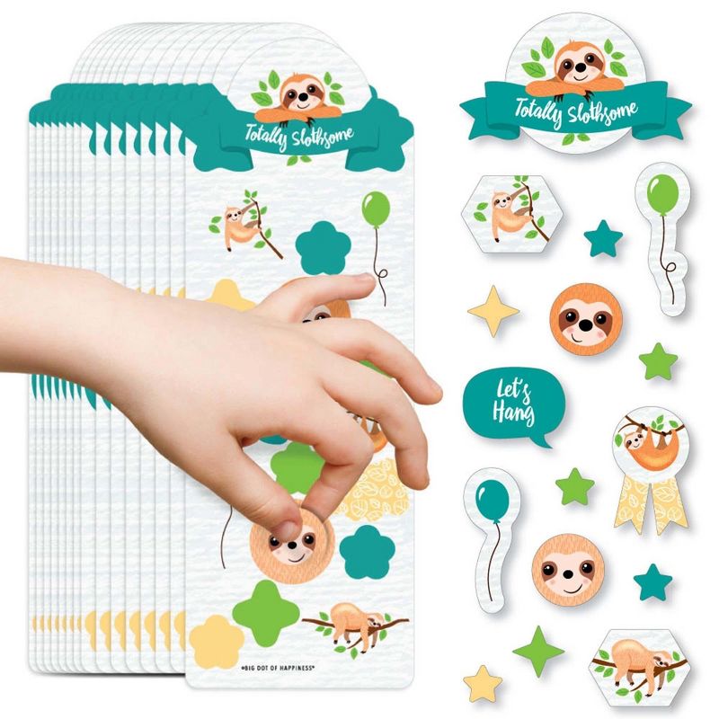 Big Dot of Happiness Let's Hang - Sloth - Birthday Party Favor Kids Stickers - 16 Sheets - 256 Stickers, 1 of 8