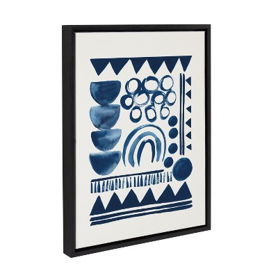 Indigo Abstract Canvas Art with Black Frame, 18x24