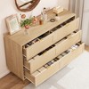 Homhougo Rattan 6 Drawer Dresser, Chest of Drawers with Gold Legs, Wide Dresser with Large Tabletop and Anti-Tipping Design for Bedroom, Natural - 4 of 4