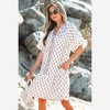Amaryllis Women’s Ruffle Sleeve V Neck Mini Dress Tiered Hem Pink Green Leaf Print Relaxed Fit Lightweight - 2 of 4
