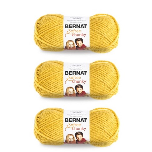 Bernat Softee Chunky Glowing Gold Yarn 3 Pack of 100g 3.5oz Acrylic 6 Super Bulky 108 Yards Knitting Crochet