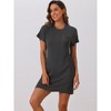 cheibear Women's Short Sleeve Front Pocket Knit Round Neck Loungewear - 2 of 4
