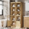 70" H Tall Bathroom Storage Cabinet, Tall Narrow Cabinet with Glass Doors and Open Shelf, Slim Bathroom Linen Cabinet for Kitchen, - 4 of 4