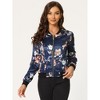 INSPIRE CHIC Women's Stand Collar Floral Prints Zip Up Lightweight Short Jacket - 3 of 4