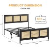Full Size Bed Frame with Headboard, Bohemian Rattan Platform Bed Frame with Strong Metal Slats Support No Box Spring Needed Noise-Free Design Black - 3 of 4