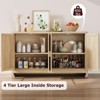 Rattan Buffet Cabinet, Accent Storage Cabinet with 4 Doors and Shelf, Sideboard Buffet Cabinet with Storage, Modern Console Coffee Bar Cabinet - 3 of 4