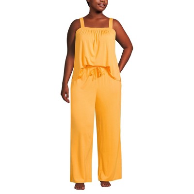 Lands' End Women's Cooling 2 Piece Pajama Set - Sleeveless Square Neck Top and Pants