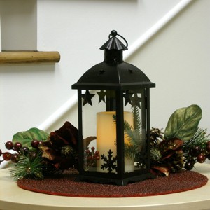 Pacific Accents Christmas Inspired Winter Lantern With 3''x5'' Flameless Candle - 1 of 2