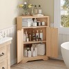 Corner Cabinet, Corner Storage Cabinet with Open Storage, 2 Doors & Adjustable Shelf - 3 of 4