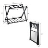 Set of 2 Folding Metal Luggage Rack Suitcase Shoe Holder Hotel Guestroom w/Shelf - 2 of 4