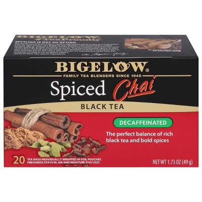 Bigelow Spiced Chai Decaf Black Tea case of 6/18