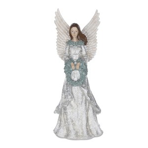 Christmas Classic Angel Figurine Resin with Wreath – 18.5" by Melrose - 1 of 3