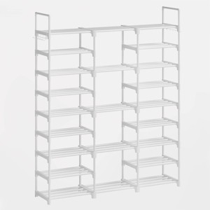 WOWLIVE 9-Tier Metal Shoe Rack, Tall Shoe Storage Organizer for Entryway，Black White - 1 of 4