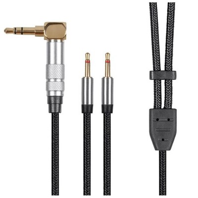 Monolith Dual 2.5mm to 3.5mm Headphone Cable - 6 Feet - Black With Braided Auxiliary Audio Cord
