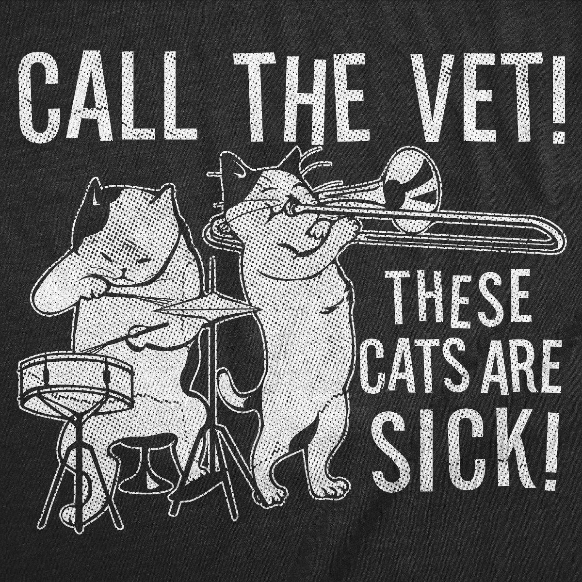 Мужские футболки Crazy Dog T-Shirts, Inc. Mens Funny T Shirts Call The Vet These Cats Are Sick Sarcastic Music Graphic Novelty Tee for Men - Crazy Dog Men's T Shirt For Music Lovers Black XL — фото 2