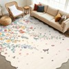 Washable Floral Living Room Rugs, Modern Farmhouse Butterflies Print Botanical Carpet for Bedroom, Soft Non Slip Floor Cover for Girls Nursery Room - 3 of 4