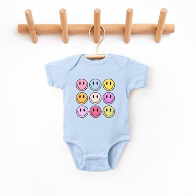 The Juniper Shop Colorful Smiley Face Distressed Baby Bodysuit