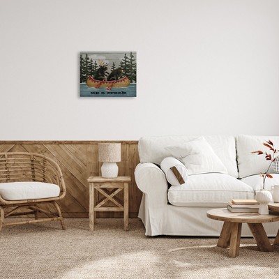 Up A Creek Woodland Cabin Canoe Canvas Wall Art, 16 x 20