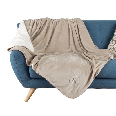 Tan Reversible Waterproof Pet Blanket with Plush Fleece