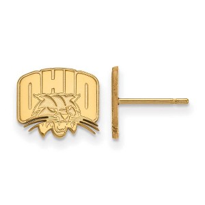 Black Bow Jewelry 14k Yellow Gold Ohio Bobcats NCAA Post Earrings - 1 of 3