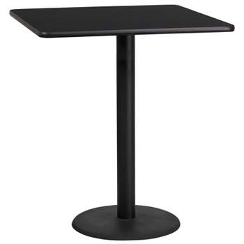 Flash Furniture 36'' Square Black Laminate Table Top with 24'' Round Bar Height Table Base