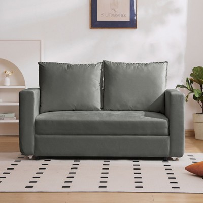 NicBex 62.5" Sofa Bed Loveseat Couch with Pull Out Bed & Adjustable Backrest,Upholstered Sleeper Sofa for Living Room,Bedroom,Office