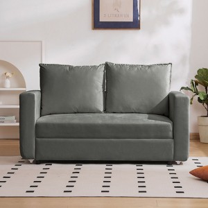 NicBex 62.5" Sofa Bed Loveseat Couch with Pull Out Bed & Adjustable Backrest,Upholstered Sleeper Sofa for Living Room,Bedroom,Office - 1 of 4