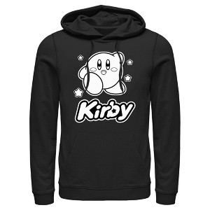 Men's Nintendo Kirby Black and White Portrait Pull Over Hoodie - 1 of 4