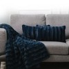 Cheer Collection Luxurious Faux Fur Throw Pillows Set of 2 - Blue (12" x 20") - 2 of 4