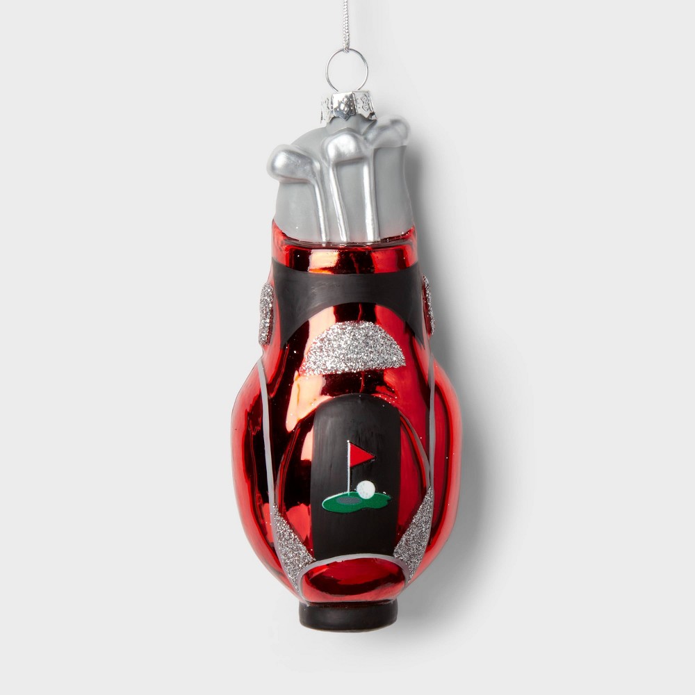 Glass Golf Bag Christmas Tree Ornament Red - Wondershop