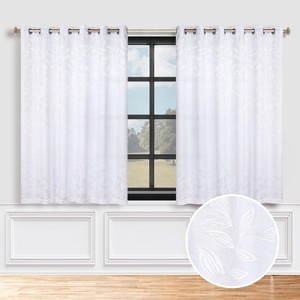 Modern Bohemian Leaves Room Darkening Semi-Blackout Curtains, Set of 2 by Blue Nile Mills - 1 of 4