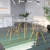 LeisureMod Cresco (Set of 4) Mid-Century Modern Acrylic Dining Chairs with Wooden Dowel Eiffel Legs – Kitchen & Dining Room Chairs - 2 of 4