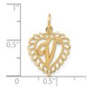Black Bow Jewelry 14k Yellow Gold, Grace Collection, Satin Heart Initial V Pendant, 15mm - 4 of 4