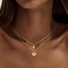 14K Gold & Platinum Plated Double Layer Pendant Necklace, Fashionable Layered Jewelry for Women - 2 of 4