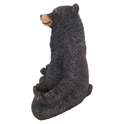 Zen Bear Meditation Garden Statue in Hand-Painted Resin