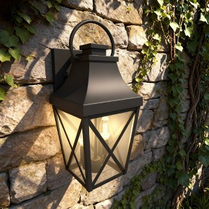 Outdoor Wall Light, Waterproof Exterior Wall Sconce with Clear Glass, Matte Black Porch Light for Front Door, Garage, Patio, Balcony (1 Pack) - 1 of 4
