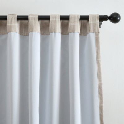 Linen Plaid Blackout Window Curtain Panel 52"x84"