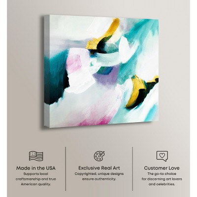 12" x 12" Blue and Gold Abstract Canvas Wall Art