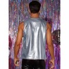 INSPIRE CHIC Men's Round Neck Sleeveless Shiny Disco Party Metallic Tank Top - 3 of 4