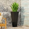 13" x 32.5" Outdoor Modern MGO Cast Stone Planter, Black - 3 of 4