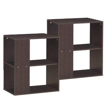 Tangkula 2-Piece 2-Tier Sofa Side End Table Modern Nightstand with Open Storage Shelves