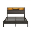 Full Size Metal Bed Frame with Storage Headboard, Charging Station, Bookcase, No Box Spring, Black, Easy Assembly - 3 of 4