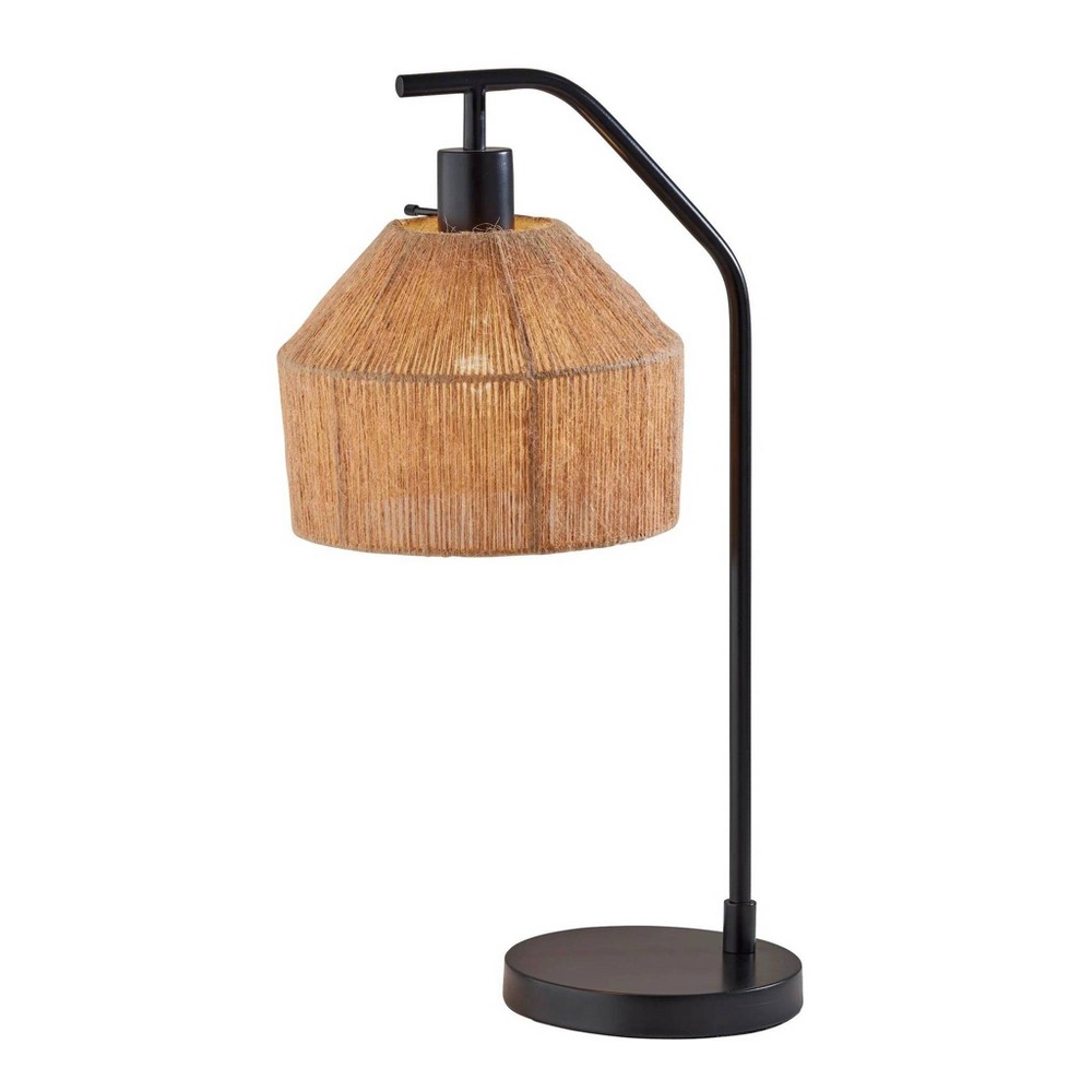 Photos - Floodlight / Street Light Adesso Amalfi Table Lamp Black: 22" Metal Body, Dome Rope Shade, ETL Liste 