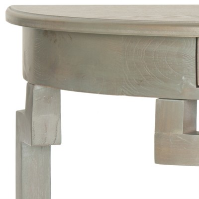 Transitional French Grey Demilune Console with Storage