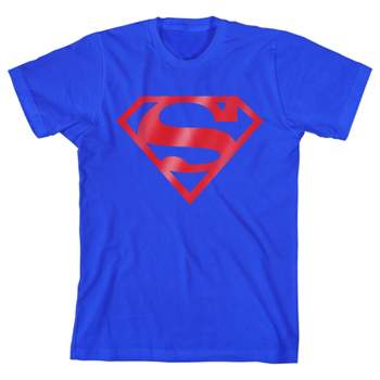 Superman Red Logo Boy's Royal Blue T-shirt