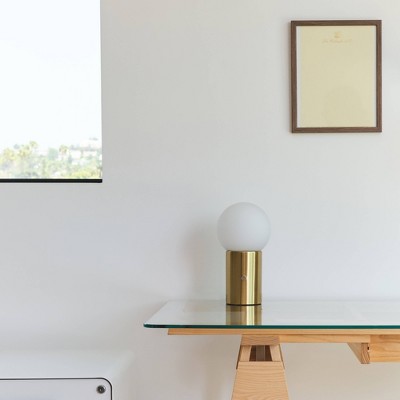 Kai 11" Antique Brass Globe Table Lamp with USB Port