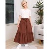 Girl's Button Midi Skirts Casual High Elastic Waist A Line Pleated Midi Chiffon Pink Skirts with Pockets - 4 of 4