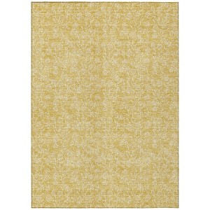 Gold And Ivory Floral Washable Indoor Outdoor Area Rug - 1 of 4